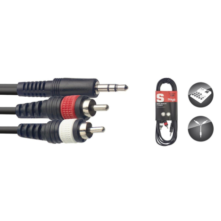Kabel J3,5-2xRca 3m Stagg SYC3MPSB2CM-45051