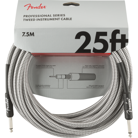 Kabel J-J 7,5m Fender Pro Inst Cable Wht Tweed-52610