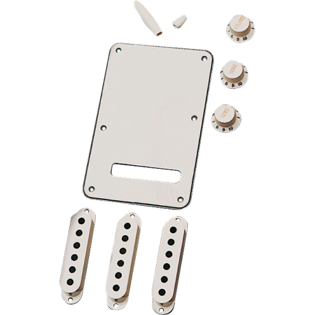 Zestaw maskownic i nakładek Fender Strat Parchment-54242