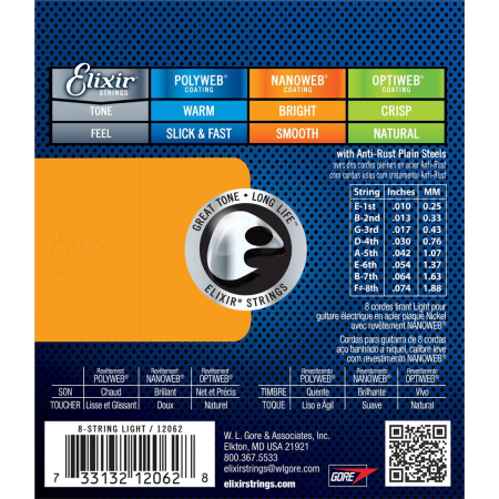 Str.Elixir do gitary elektrycznej Nanoweb 10-74 8s-62987