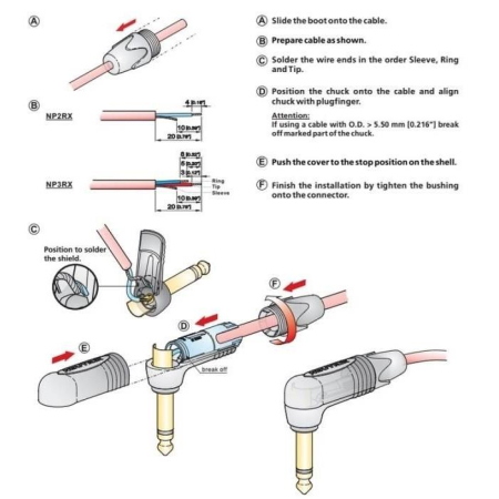 Jack Neutrik NP2 RX TS kątowy-64036
