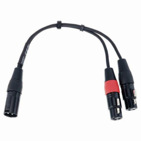 Kabel XLR M 3 pin - 2xXLR Ż 3 pin Cordial 0,3 M -64612