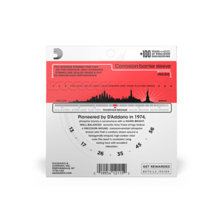 Str.D'addario EJ17 do gitary akustycznej 13-56 PB-69040