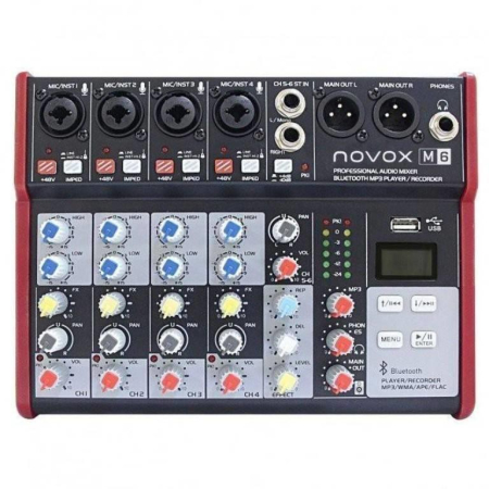 Mikser Novox M6MKII USB/MP3PLAYER/BT/USB/PHANTOM-70729