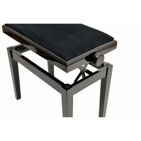 Ława do pianina PB-3 Black połysk, siedzisko welur-70873