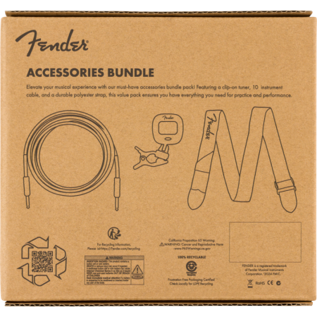 Fender Accessories Bundle Pack-Cable, Tuner, Strap-75270