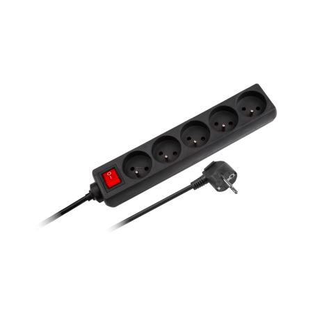 Przedłużacz 5GN z przełącznikiem 5m Black-82020