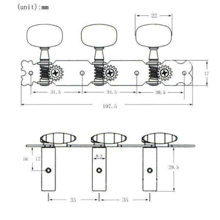 Klucze do gitary klasycznej KERA MGP15S srebrne-82967