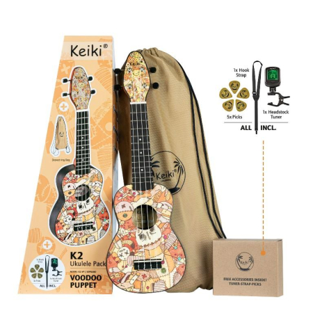 Ukulele Ortega KEIKI K2 Voodoo Puppet Soprano Set-85025