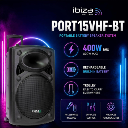 Kolumna mobilna Ibiza PORT15 BT z pokrowcem-88312